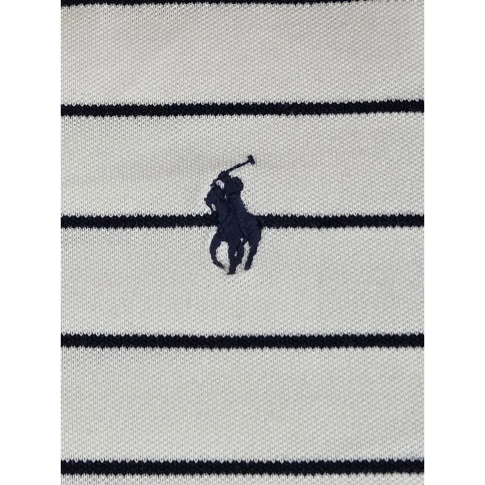 New Polo Ralph Lauren Men's Custom Slim Fit Striped Polo Shirt Navy White Large